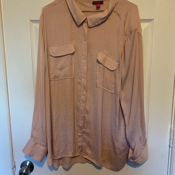 Plus Size XXL Vince Camuto Blush Pink Button Down Blouse - Picture 7 of 10